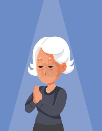Illustration for Elderly Woman Praying in religious Ritual Vector Cartoon Character - Royalty Free Image