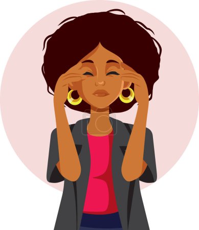 Téléchargez les illustrations : Happy Businesswoman se sentant Burnout et mal Illustration vectorielle - en licence libre de droit
