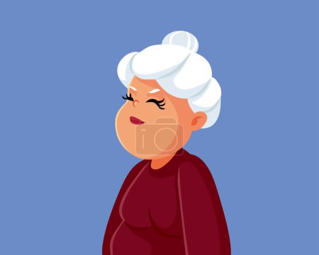 Illustration for Sad Unhappy Granny Feeling Discontent Vector Cartoon Character - Royalty Free Image