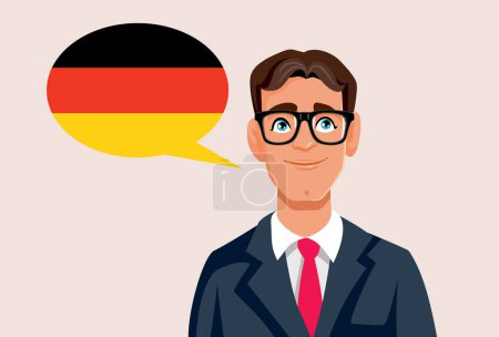 Businessman Speaking German Language Vector Character Illustration