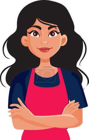 Illustration for Restaurant Worker Standing with the Arms Crossed Vector Character - Royalty Free Image
