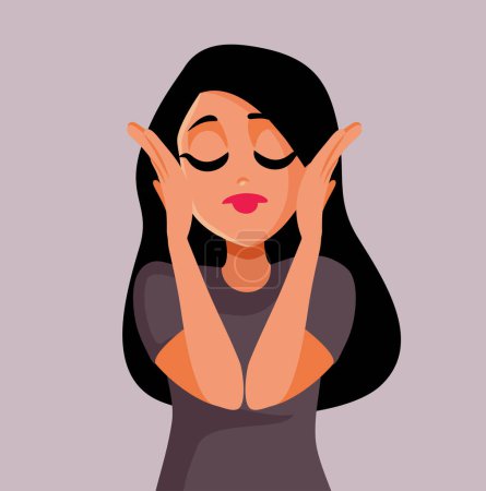 Unhappy Woman Feeling Stressed Out and Overwhelmed Vector Illustration