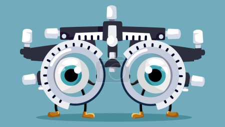 Eyes with Trial Frame for Eye Test at the Ophthalmologist Vector Characters
