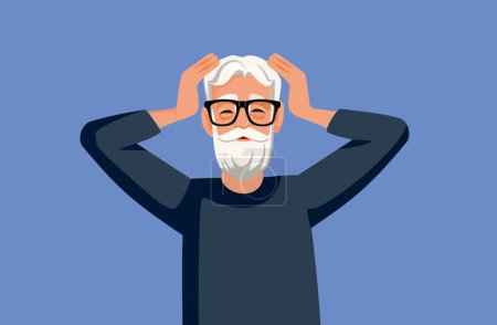 Elderly Man Feeling Exasperated and Stressed-Out Vector Character