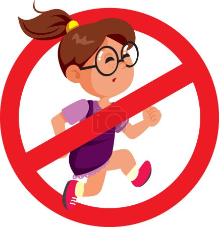 Illustration for Stop Running Sign for Children Vector Cartoon Icon - Royalty Free Image