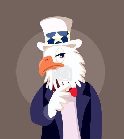 Funny American Eagle Pointing to the Camera Vector Cartoon Illustration