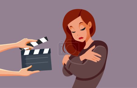 Emotional Actress Filming a Drama Tv movie Vector Illustration