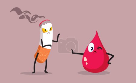 Cartoon Blood Drop Saying no to Smoking Vector Illustration