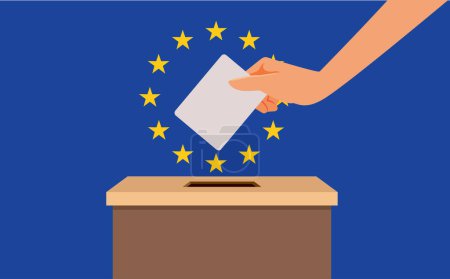 Citizen Voting for the Election in the European Union Parliament Vector Illustration