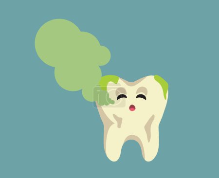 Vector Cartoon Unhealthy Dirty Teeth in Covered Yellow Stains