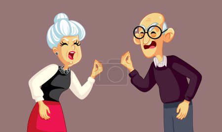 Angry Elderly Couple Fighting with Each other Vector Characters