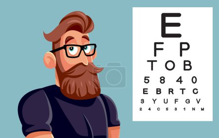 Adult Man Having his Eyes Checked at the Clinic Vector Character
