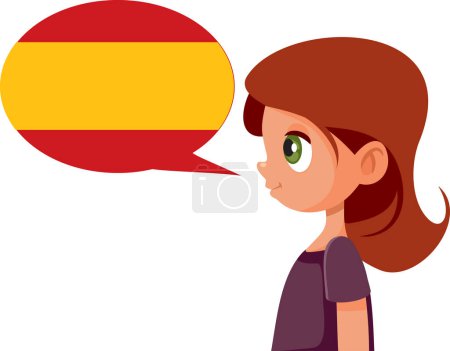 Profile of a Girl Speaking Spanish Vector Cartoon Character