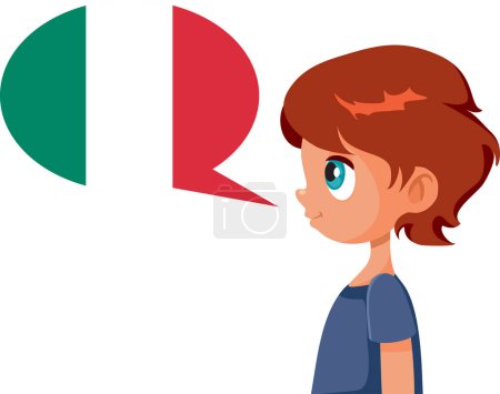 Profil von Little Boy Speaking Italian Vector Cartoon Character