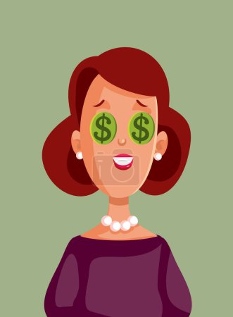Illustration for Woman Thinking of Making More Money vector Character - Royalty Free Image