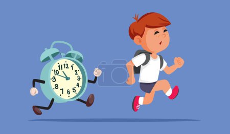 Funny Student Being Late for School Vector Illustration
