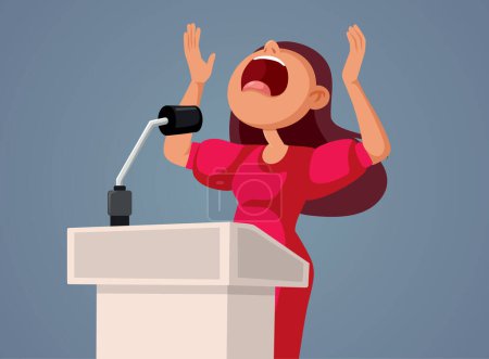 Illustration for Motivational Coach Speaking Loudly in Public Vector Illustration - Royalty Free Image