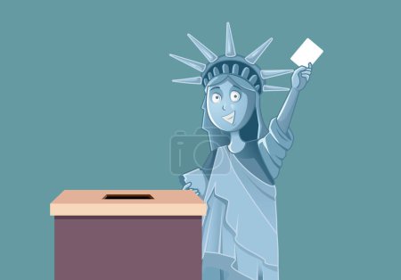 Illustration for Statue of Liberty Voting in American Elections Vector Cartoon illustration - Royalty Free Image