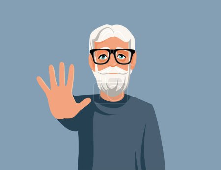 Senior Man Making a Halt Gesture vector Cartoon Illustration