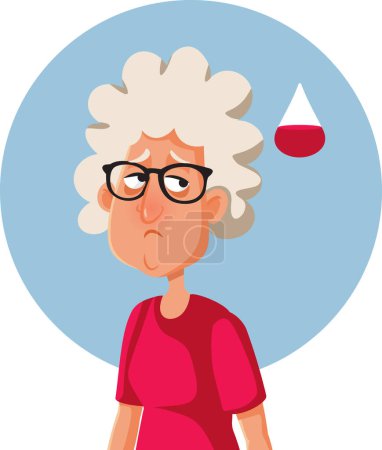 Mujer mayor que sufre de anemia Vector Carácter de dibujos animados