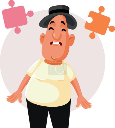 Puzzled Middle Aged Man Thinking Vector Cartoon illustration