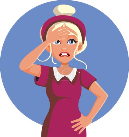 Stressed Unhappy Blonde Girl Feeling Disappointed Vector Cartoon