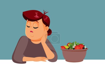 Overweight Woman Feeling Hungry During Diet Vector Illustration