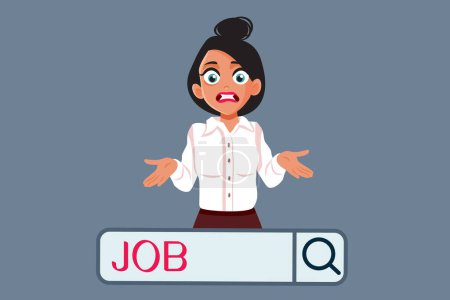 Clueless Woman Looking for a Job Online Vector Illustration