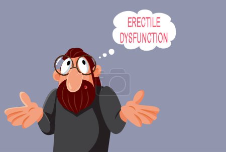 Guy Thinking About Erectile Dysfunction Problems Vector Illustration