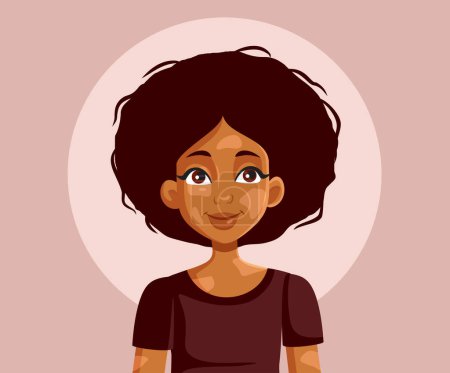 Beautiful African Girl with Vitiligo Vector Portrait Illustration