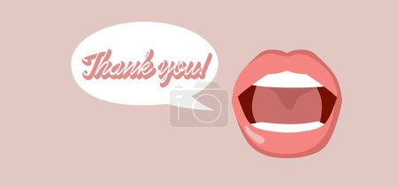 Grateful Mouth Saying Thank you Vector Concept illustration