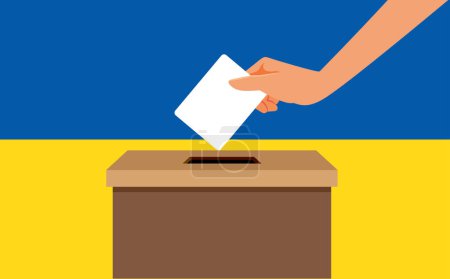 Ukrainian Citizen Voting in National Elections Vector Illustration