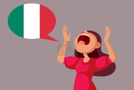 Loud Woman Speaking Italian Language Vector Illustration