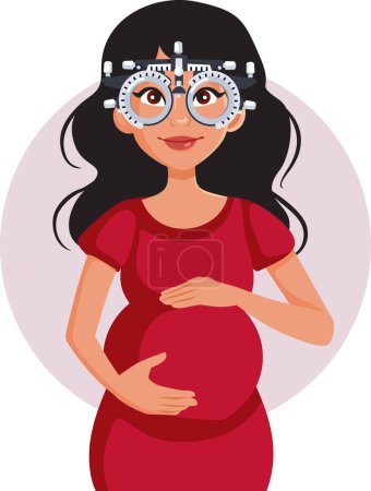 Pregnant Woman Ready for a Ophthalmological Examination Vector Illustration