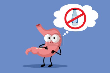 Magen unter Schmerzen durch Laktoseintoleranz Vektor Cartoon Illustration