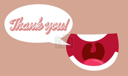 Funny Cartoon Mouth Speaking Saying Thank You Vector illustration