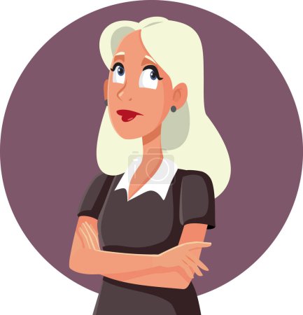 Concerned Adult Woman Thinking Vector Cartoon Character