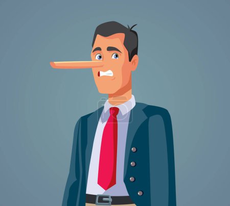 Téléchargez les illustrations : Homme d'affaires menteur étant un personnage de bande dessinée vectorielle malhonnête - en licence libre de droit