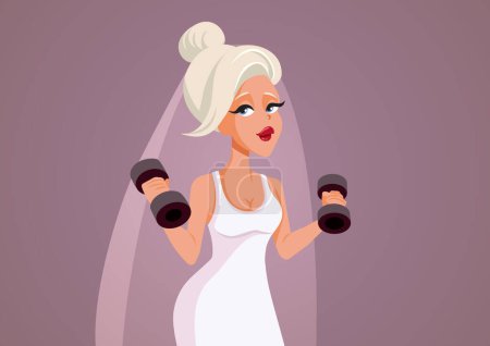 Bride Getting in Shape for the Wedding Vector Cartoon Character