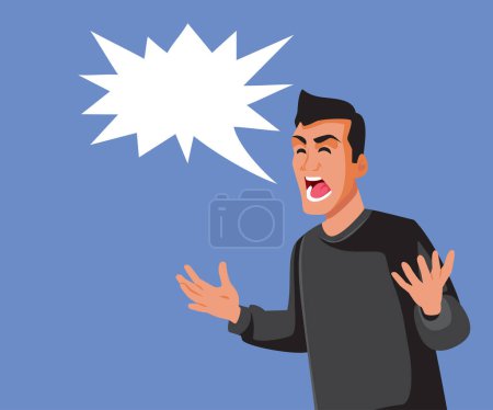 Ilustración de Enojado hombre gritando fuerte vector de dibujos animados personaje ilustración - Imagen libre de derechos