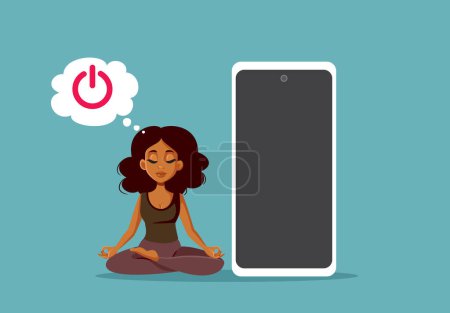 Woman Relaxing Trying Digital Detox Vector Concept Illustration