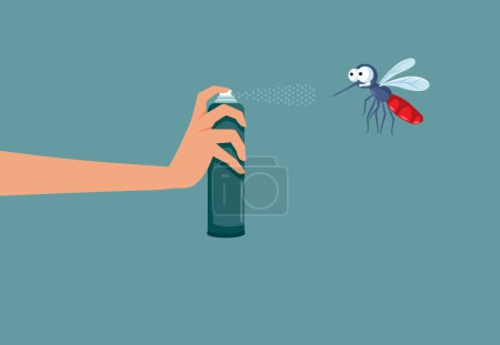 Hand with Bottle of Insect Repellent Spray Vector Cartoon illustration