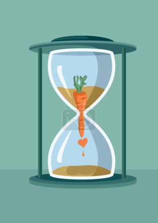 Conceptual Vector Image for Healthy Lifestyle with Sandglass and Carrot