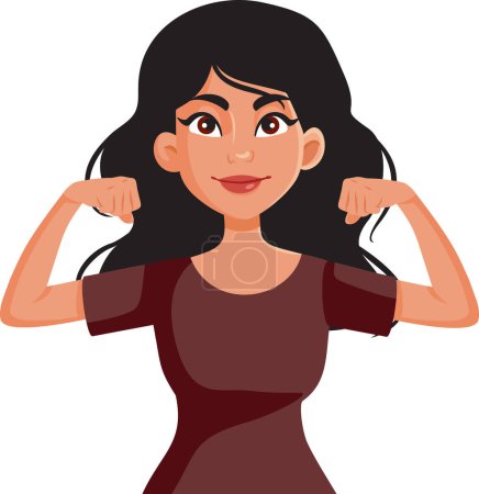 Smiling Woman Feeling Powerful Flexing her Arms Vector Character