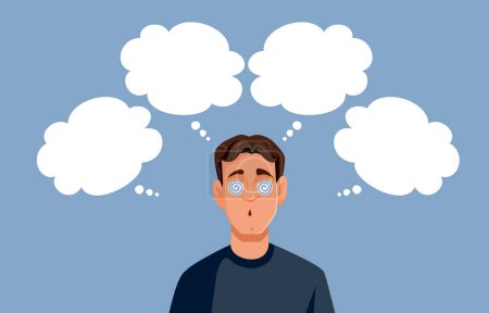 Puzzled Man Overthinking his Problems Vector Cartoon Character