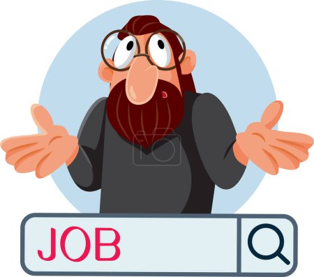 Clueless Middle-Aged Man Looking for a Job Vector Illustration