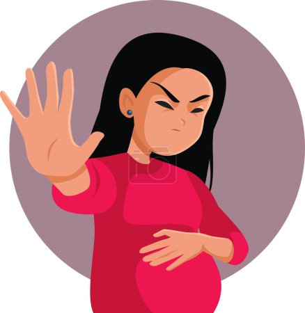 Illustration for Pregnant Woman making Stop Gesture vector Cartoon Illustration - Royalty Free Image