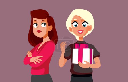 Envious Woman Looking at her Friend Vector Cartoon Illustration