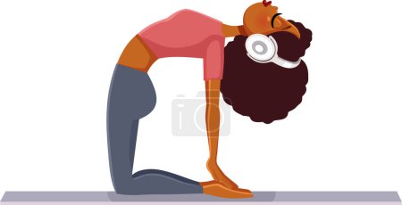 Happy Woman Exercising on a Yoga mat Vector Illustration
