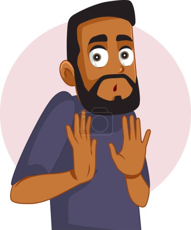 Illustration for Man Saying No Defending Himself Vector Cartoon illustration Design - Royalty Free Image